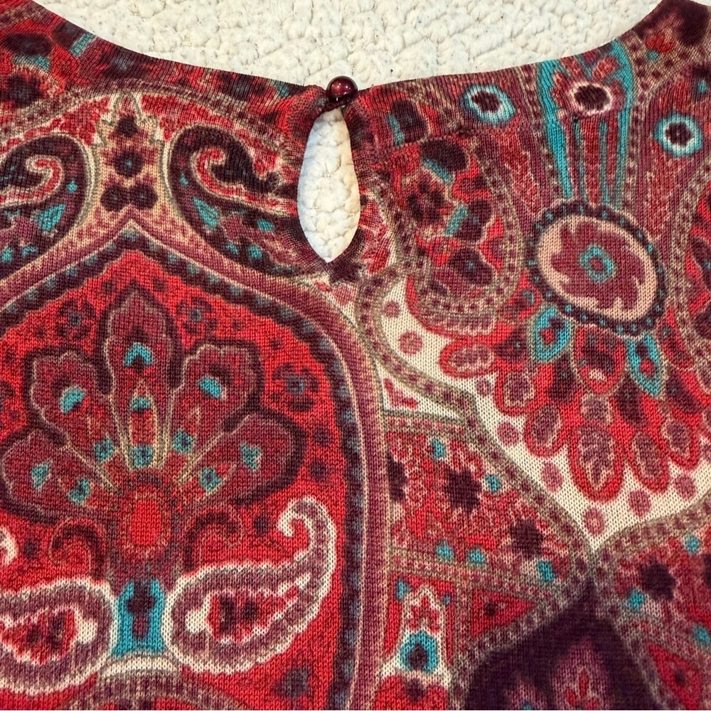Talbots 100% Merino Wool Paisley Print Long Sleeve Top – Size M - Picture 4 of 9